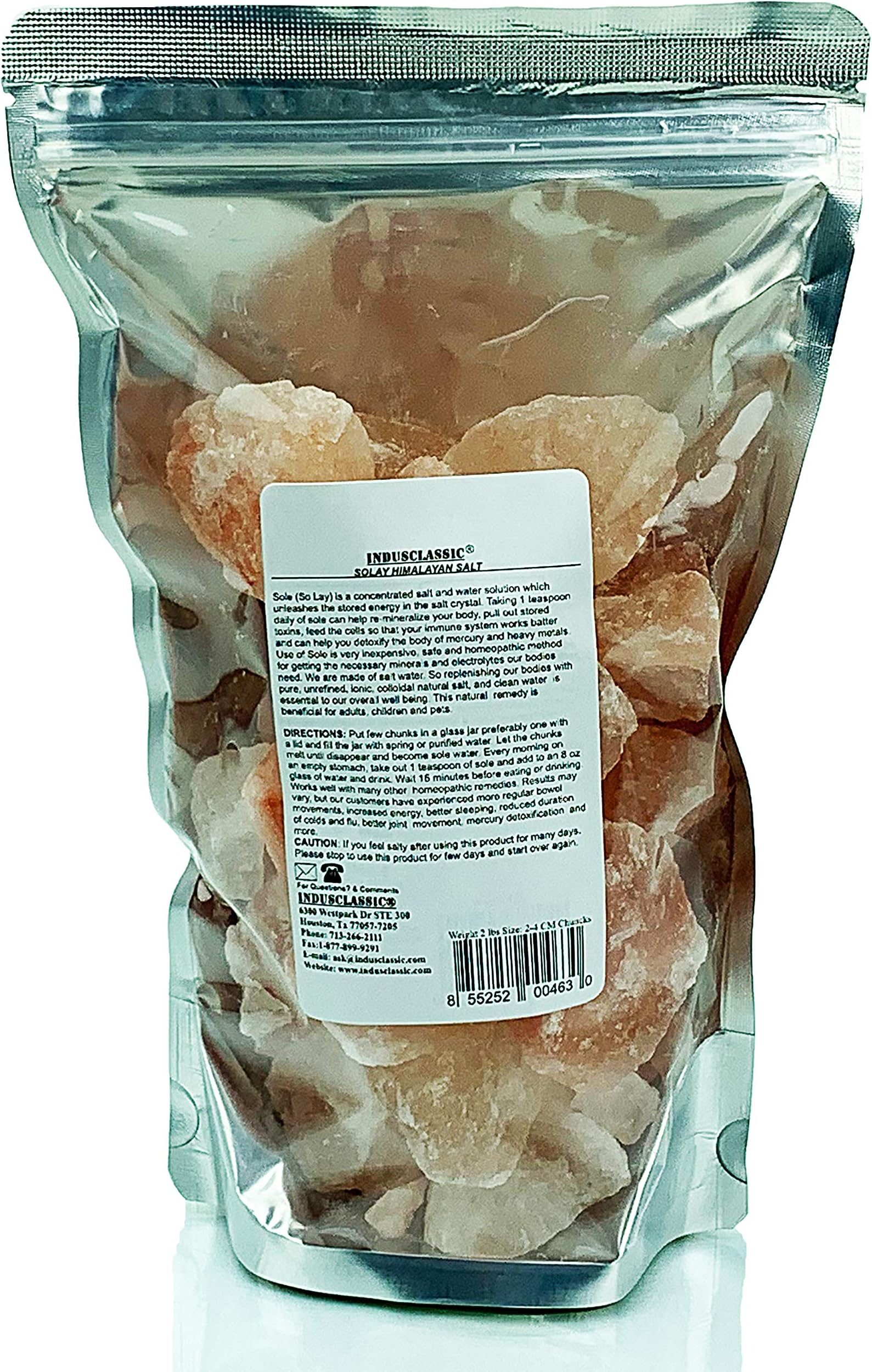 IndusClassic 2 lbs Sole Himalayan Salt Chunks Stone, Increase Hydration, Energy, Vibration, and Replenish Electrolytes with 84 Trace Minerals
