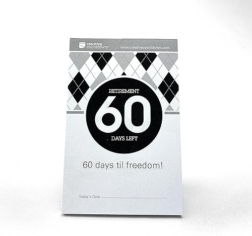 Calendario de cuenta regresiva de jubilación, 5.75 x 3.75 pulgadas, calendario de escritorio de cuenta regresiva en blanco y negro (blanco y negro,