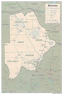 Palmetto Posters 24x31 Laminated Poster: Large political and administrative map of botswana with roads and major cities