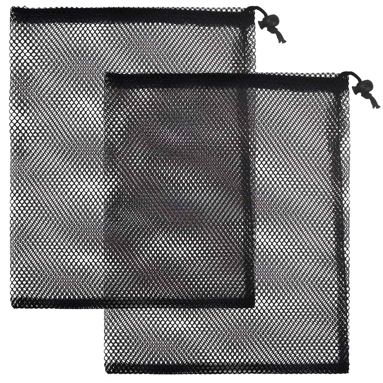bolsas de malla con cordón, bolsas grandes de malla con cordón, bolsas de almacenamiento con cordón, bolsas de malla negras, bolsas de red de nailon para natación, playa, piscina