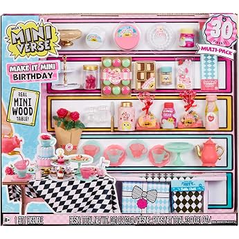 MGAs Miniverse Make It Mini Birthday Multipack - Mini Collectibles Crafts Resin Playset Replicas Novelty Party Gifts Pinata for Collectors & Children from 8 Years Not Edible