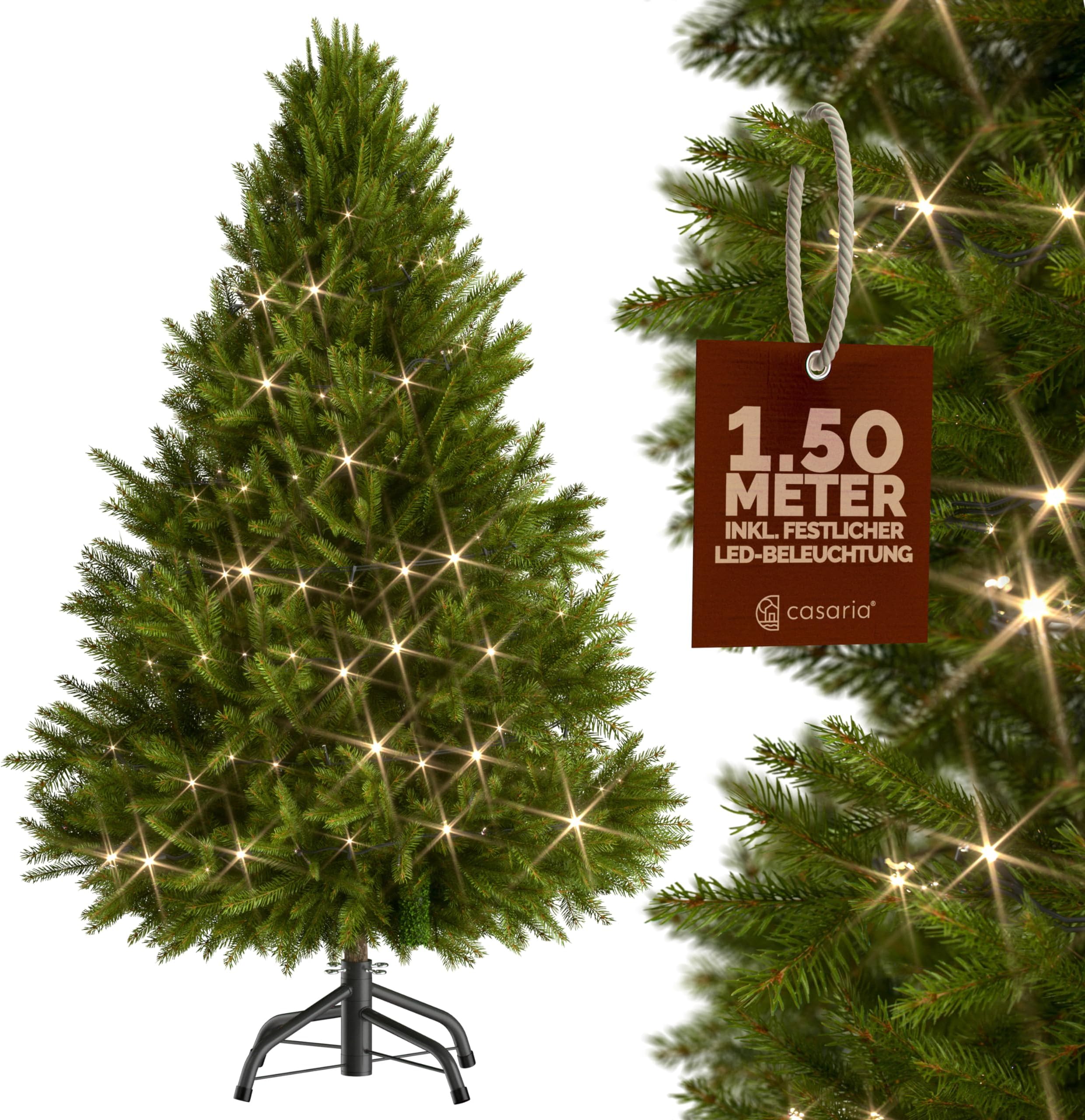 Amazon.de CASARIA® Weihnachtsbaum künstlich 150cm mit Lichterkette 100
