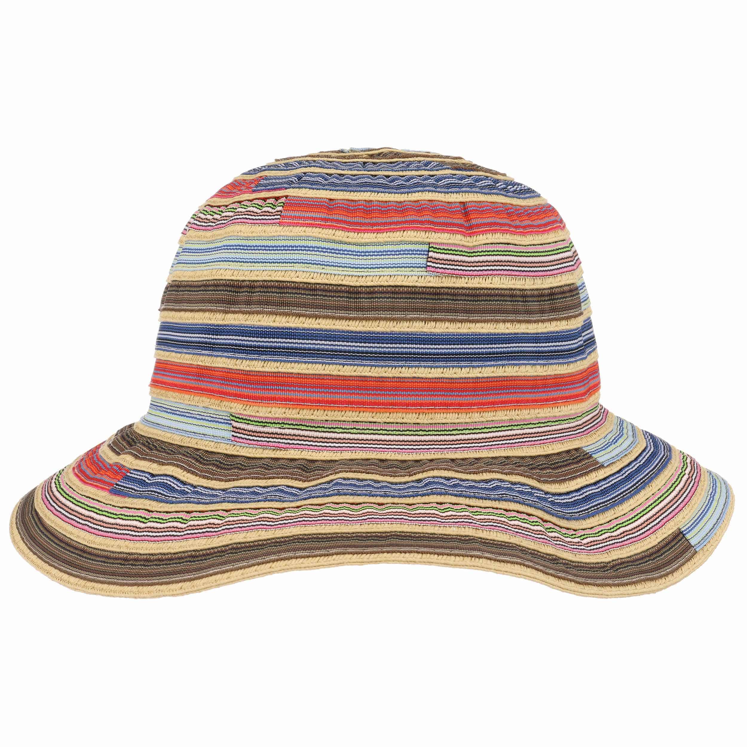 Lipodo Happy Schlapphut Strohhut Flapper Mehrfarbig gestreift Damen Frühling Sommer