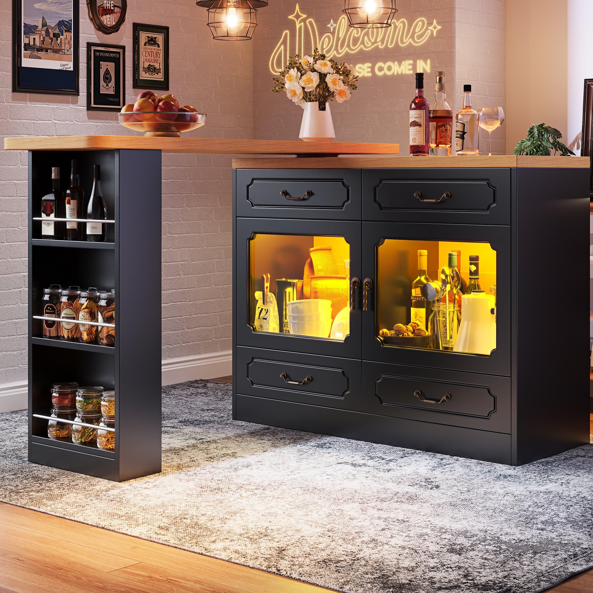 Mesa de bar extensible para tu salón: un mueble giratorio negro ideal para tus cenas