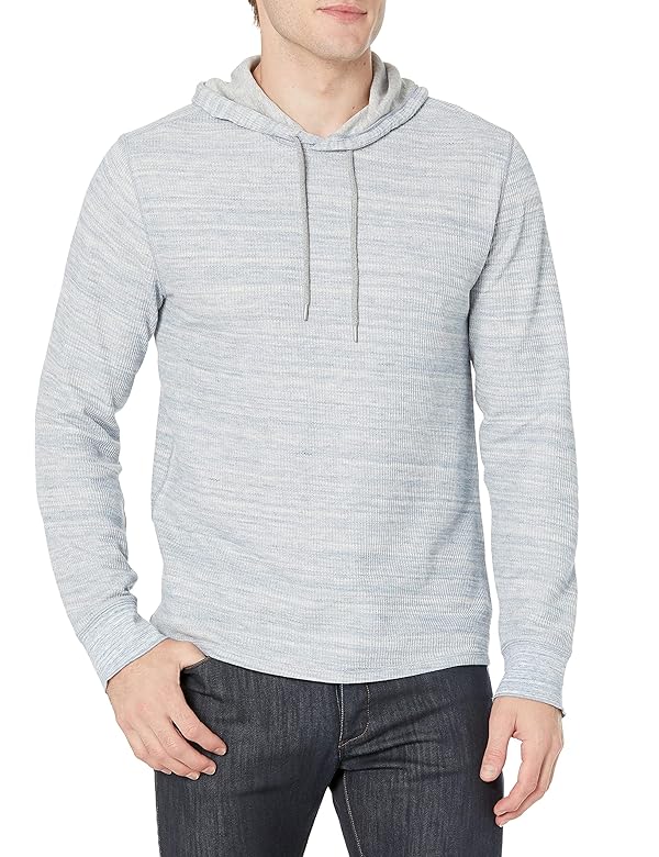Vince Mens H Thermal Pull Over Hoodie,Heather Huntington Beach/Heather Grey,Large by Vince - Image 2