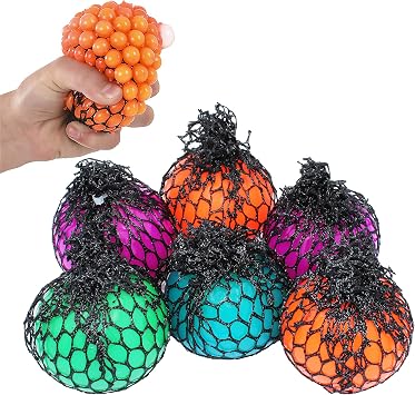 6-Count Grape Bunch Squeeze Ball Liquid Filled Ball in Netting, Slime Cool Fluffy, Non Stickys, Stress & Anxiety Relief, Super Soft Sludge Toy, 2" 6-Pack