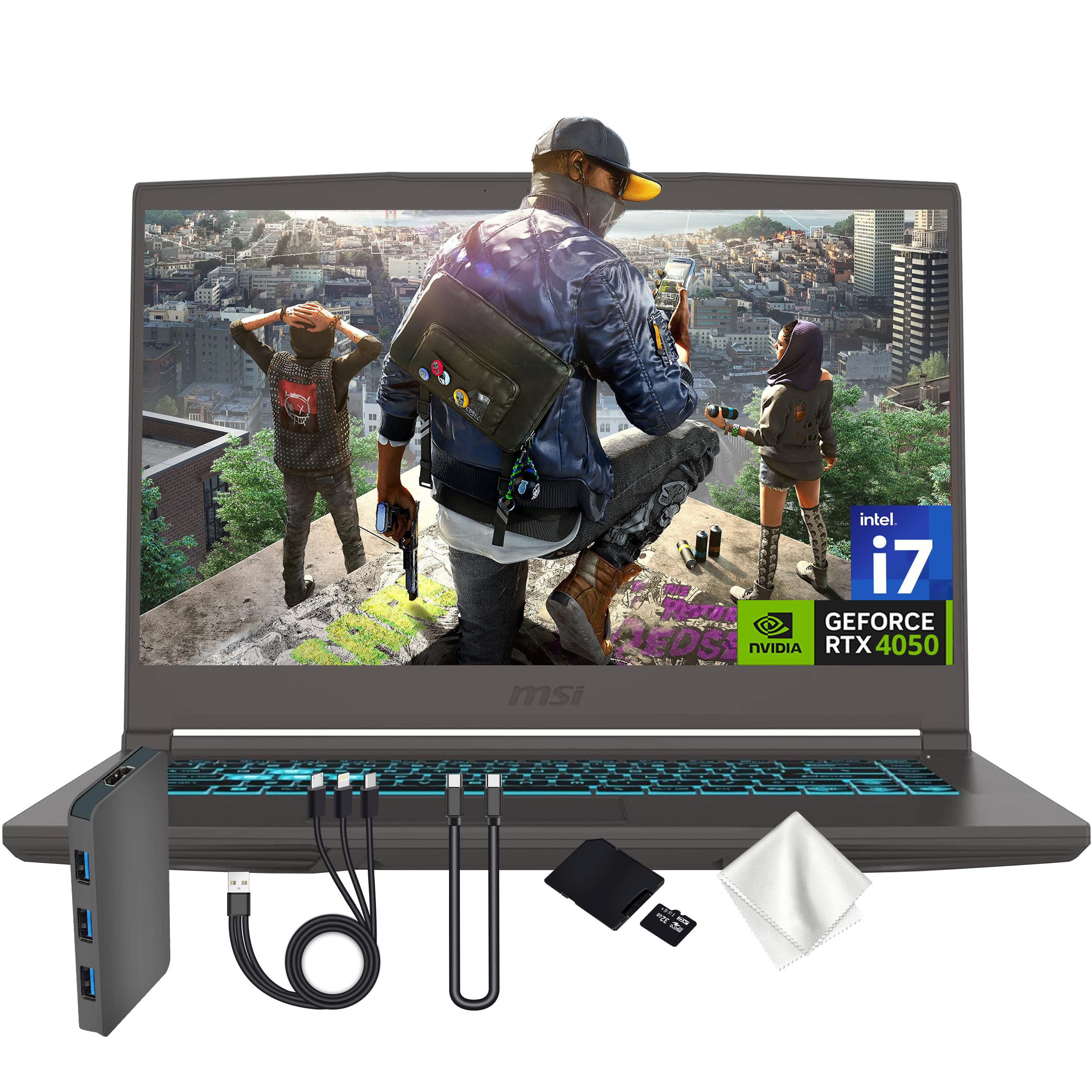 msi Sottile 15,6" FHD 144Hz Gaming Laptop, Intel Core i7-13620H, NVIDIA GeForce RTX 4050, 16GB DDR4, 1.5TB Storage (512GB SSD & 1TB Docking Station), tastiera retroilluminata, Wi-Fi 6E, fotocamera HD
