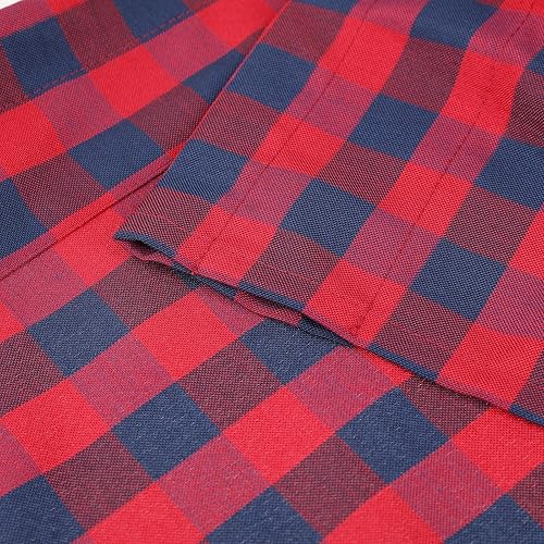 Miniatura 4 de Cenefa de cortina para ventana de cocina, cenefa a cuadros azules y rojos, cortinas semitransparentes con bolsillo para barra, cenefa para sala de