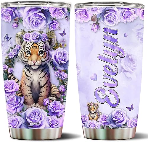 Taza de café de tigre personalizada para mujeres, tazas de viaje para beber, regalos de tigres para mamá, damas, hija, cumpleaños, Navidad, San