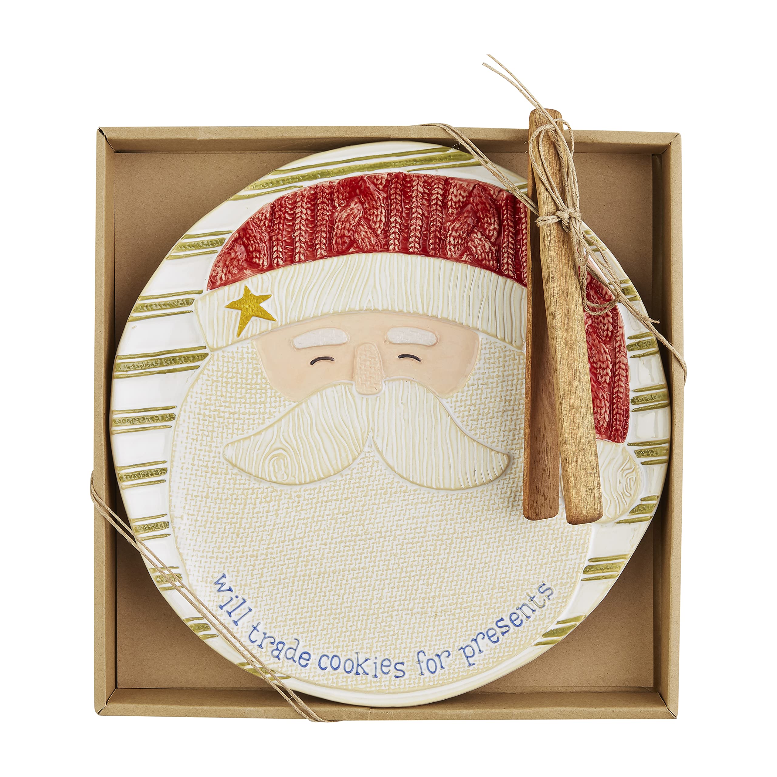 Mud Pie Christmas Santa Cooke Plate Set, Plate 10 1/2
