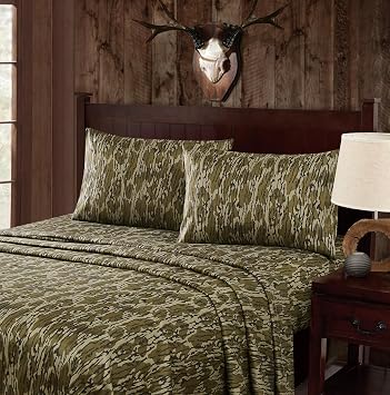 Mossy Oak Bottom Land 4-Piece Camouflage Microfiber Queen Sheet Set