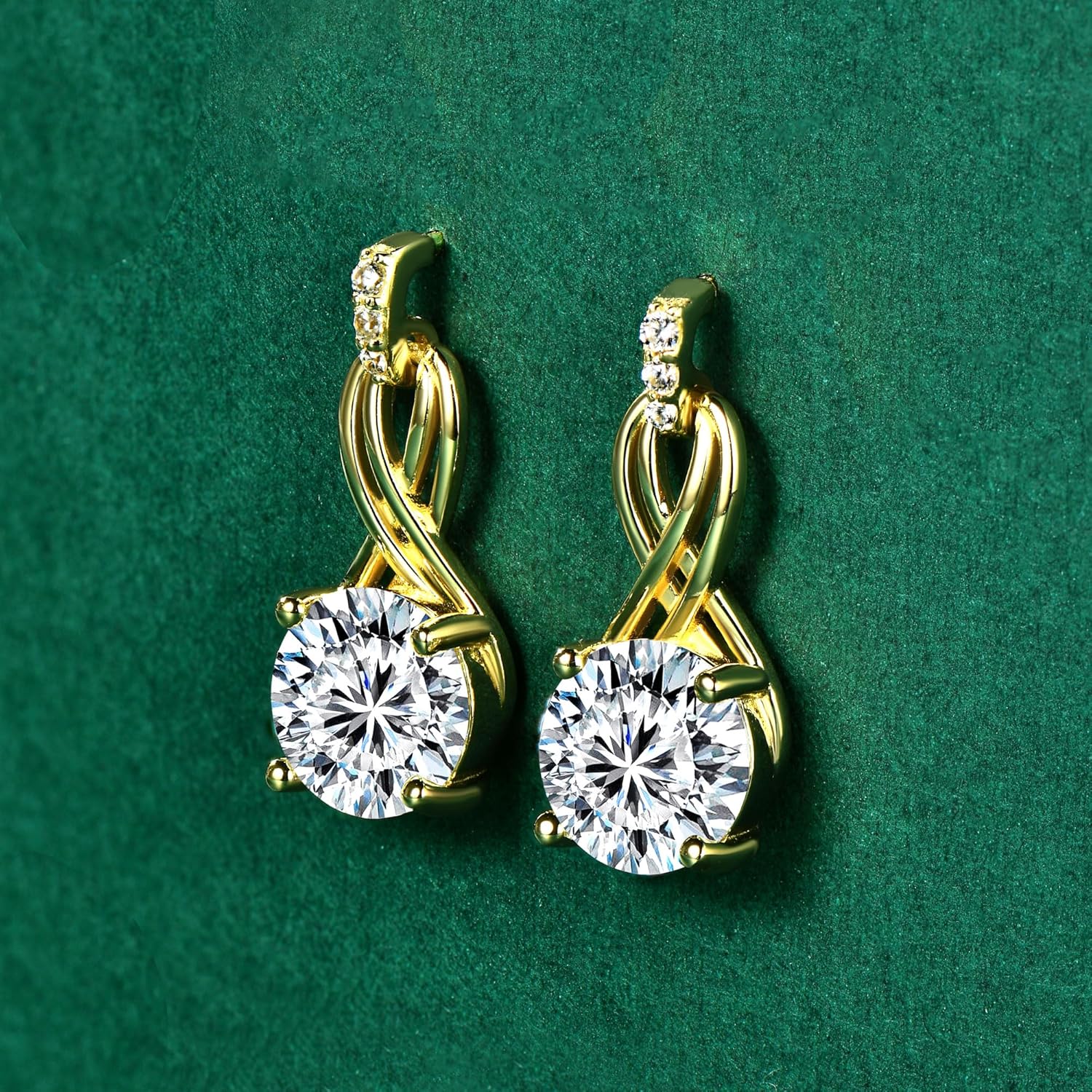 2CT Moissanite Infinity Drop Earrings, D Color Round Cut Moissanite 925 Sterling Silve Infinity Stud Earring for Women - Image 7