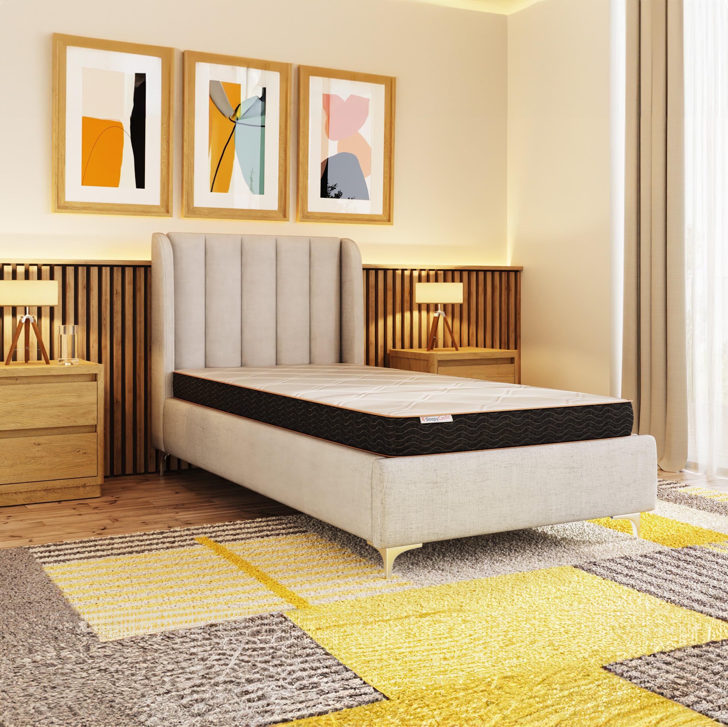 GFW Sleepy Castle Bonnell Spring Durable Mattress 90cm Single, Polyester, White