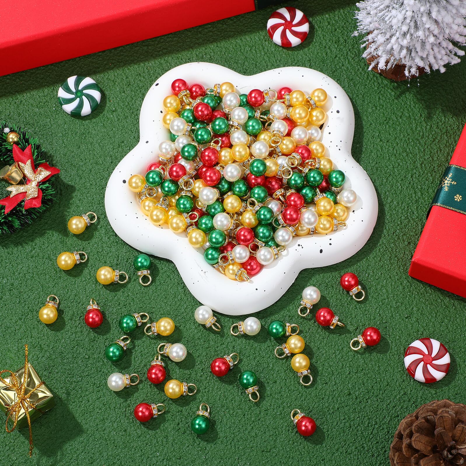 200 Kleiner Weihnachtskugeln aus Künstlicher Perle mit Eleganter Textur Wiederverwendbar und Tragbar für Festliche Weihnachtsbaumschmuck Dekoration bei Partys