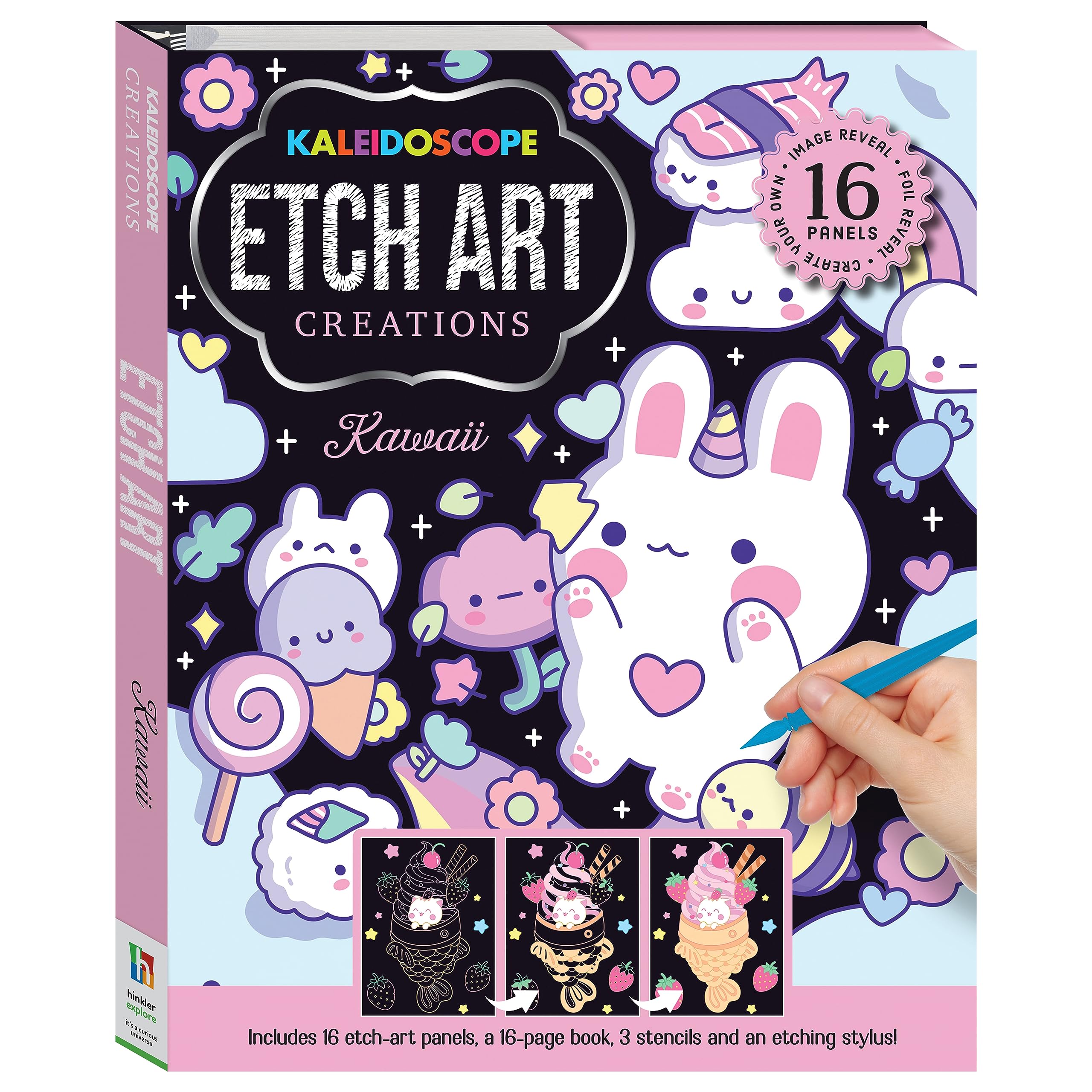 Kawaii Kaleidoscope Etch Art Kit | Scratch Art for Adults and Children | Arts and Crafts Projects | Gifts for Teen Girls Paperback – 1 Sept. 2023