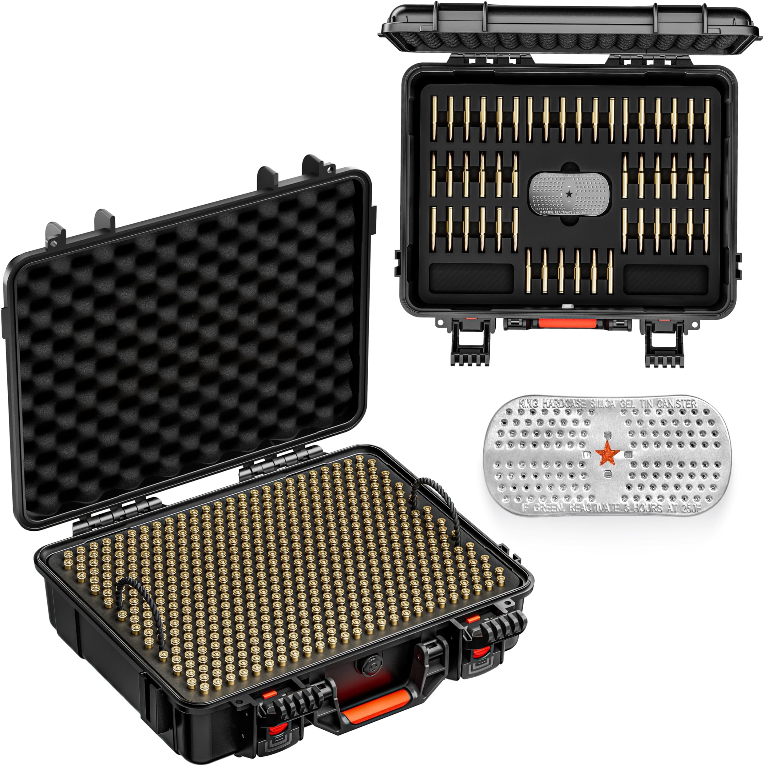 Kinghardcase Waterproof 5.56/223 Ammo Case - 200 Round Bullet Locking Storage Box - Mil-Spec Travel Safe for 5.56 223 Ammo/Bullet