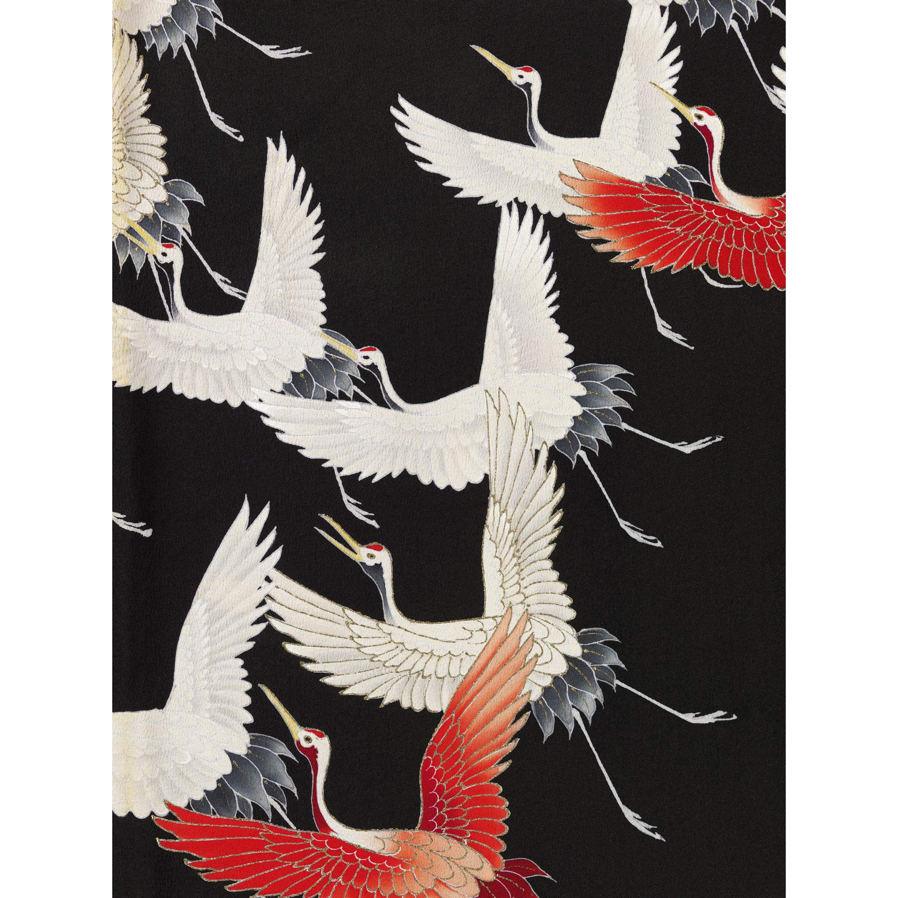 Wee Blue Coo Japanese Crane Kimono Pattern Premium Wall Art Canvas Print 18X24 Inch