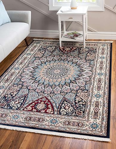 Unique Loom Colección Narenj Adams - Alfombra rectangular (2 pies 7 pulgadas x 4 pies, azul marinobeige)