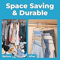 Vista 3 de Fontaines - Paquete de 4 perchas de lujo para pantalones de 5 niveles, ultra delgadas y ahorran espacio, gancho giratorio de metal resistente