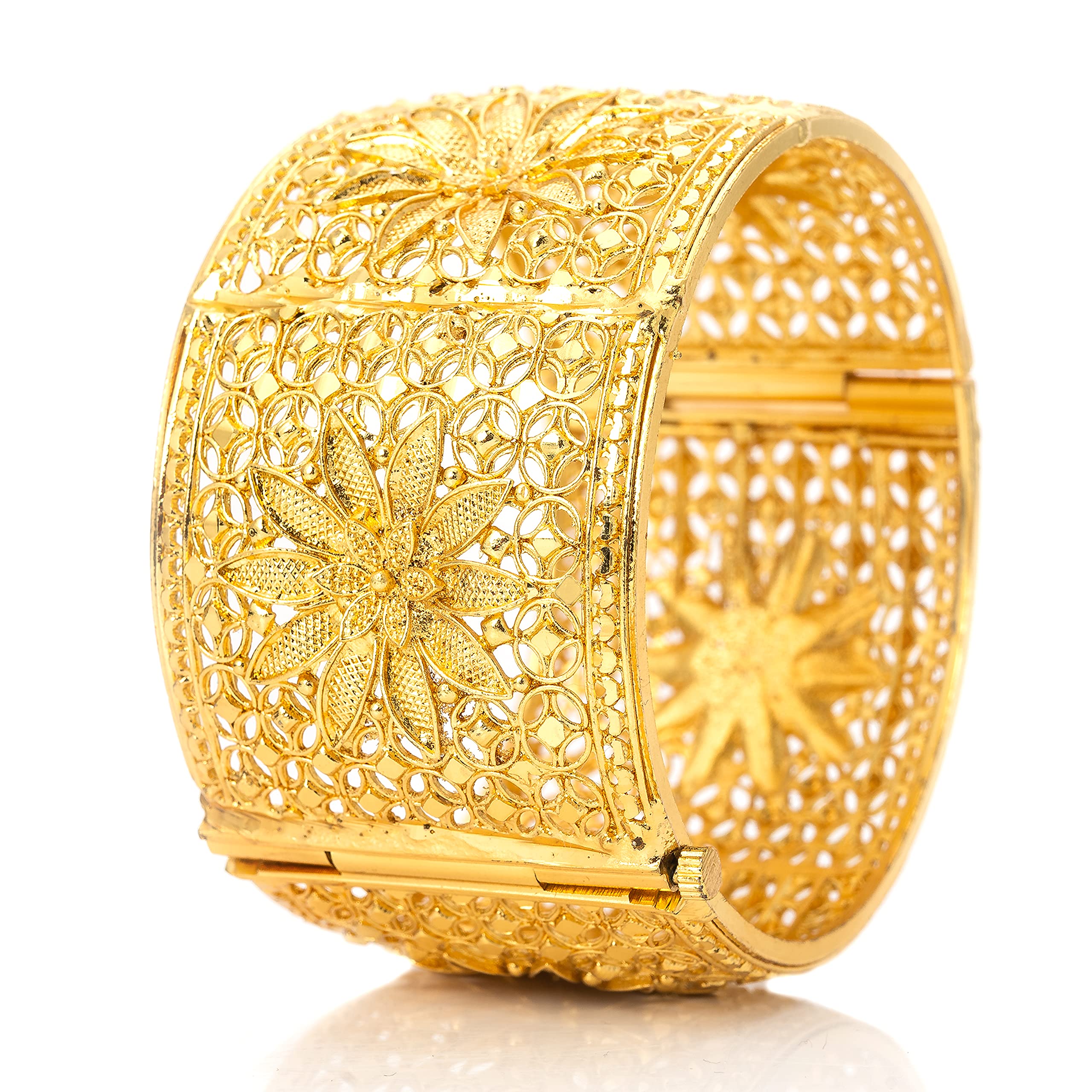 MANIKYA City Girl Elegant Traditional Bridal 24CT Gold Plated Screw Kada Bangle for Girls and Women. (2.6, DESIGN2) (B09BQJJMJR) Amazon Price History, Amazon Price Tracker
