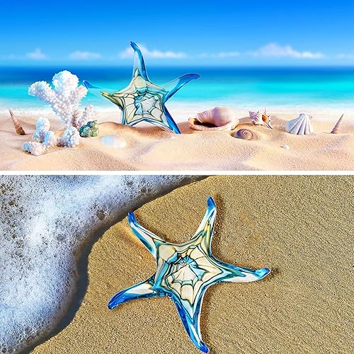Miniatura 7 de QFkris Figura de estrella de mar de vidrio coleccionables soplado a mano arte vidrio animales marinos vida marina escultura decoración del hogar