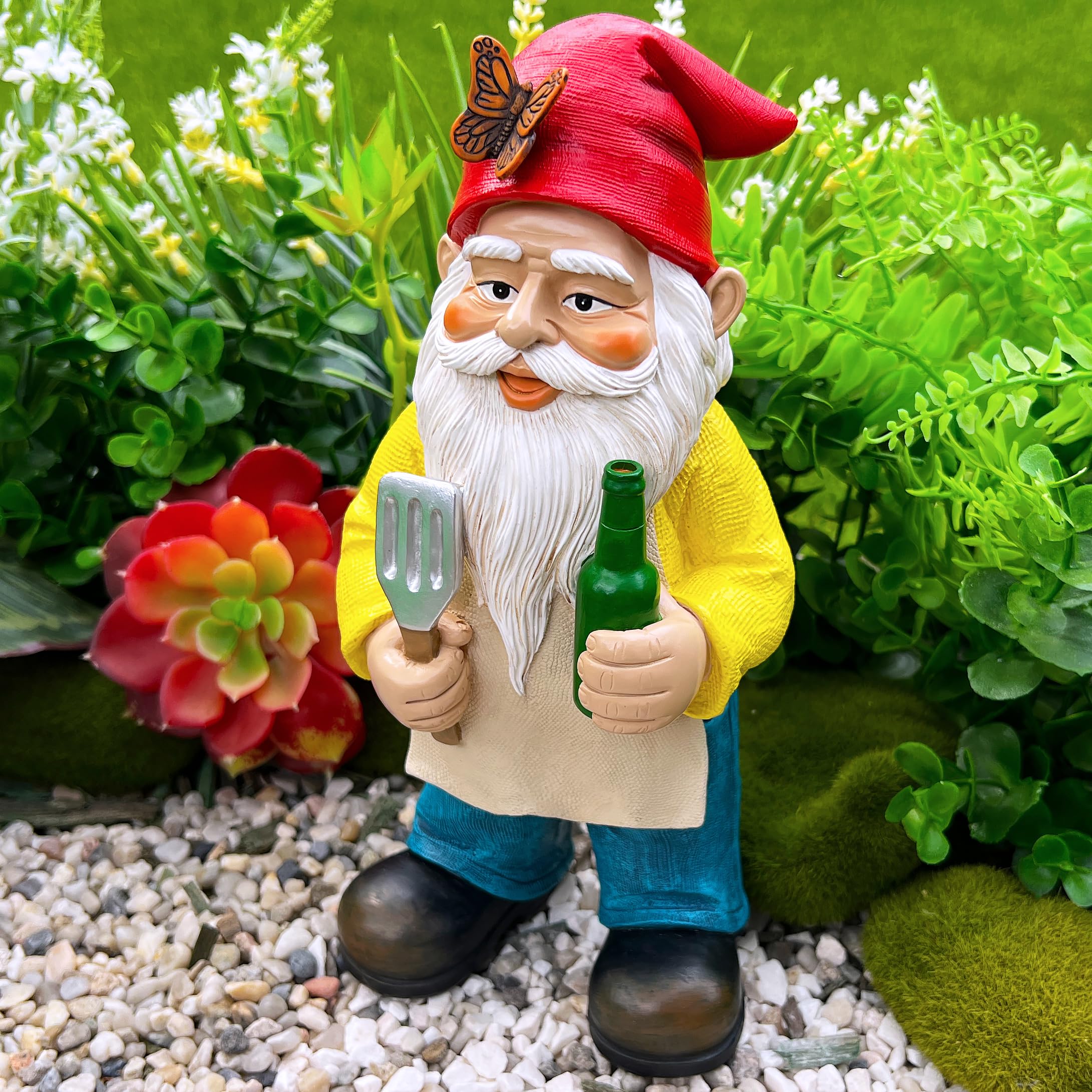 Mood Lab Gnomo da giardino, gnomo da chef per barbecue, altezza 24 cm, statuetta da giardino per esterni e decorazione della casa