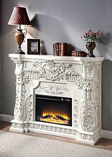 Antique White Finish Fireplace: Elegant Mantel with Classic Design, Livi...