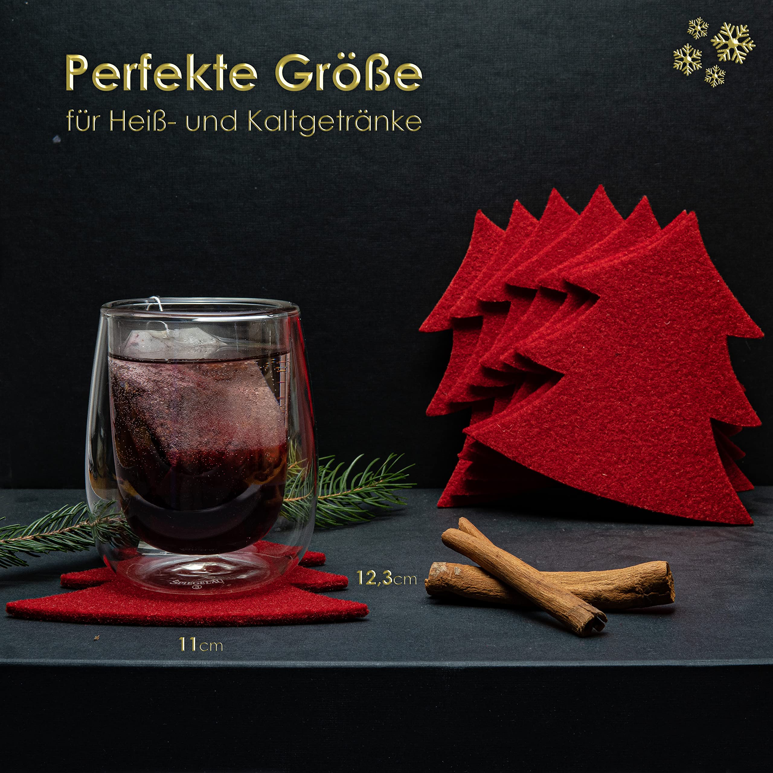 Sottobicchieri In Feltro Gund – Set Da 10 Pezzi Rettangolari 9 Cm – Feltro Nero/Grigio, Assorbenti, Termici, Ecologici Per Tazze E Bicchieri