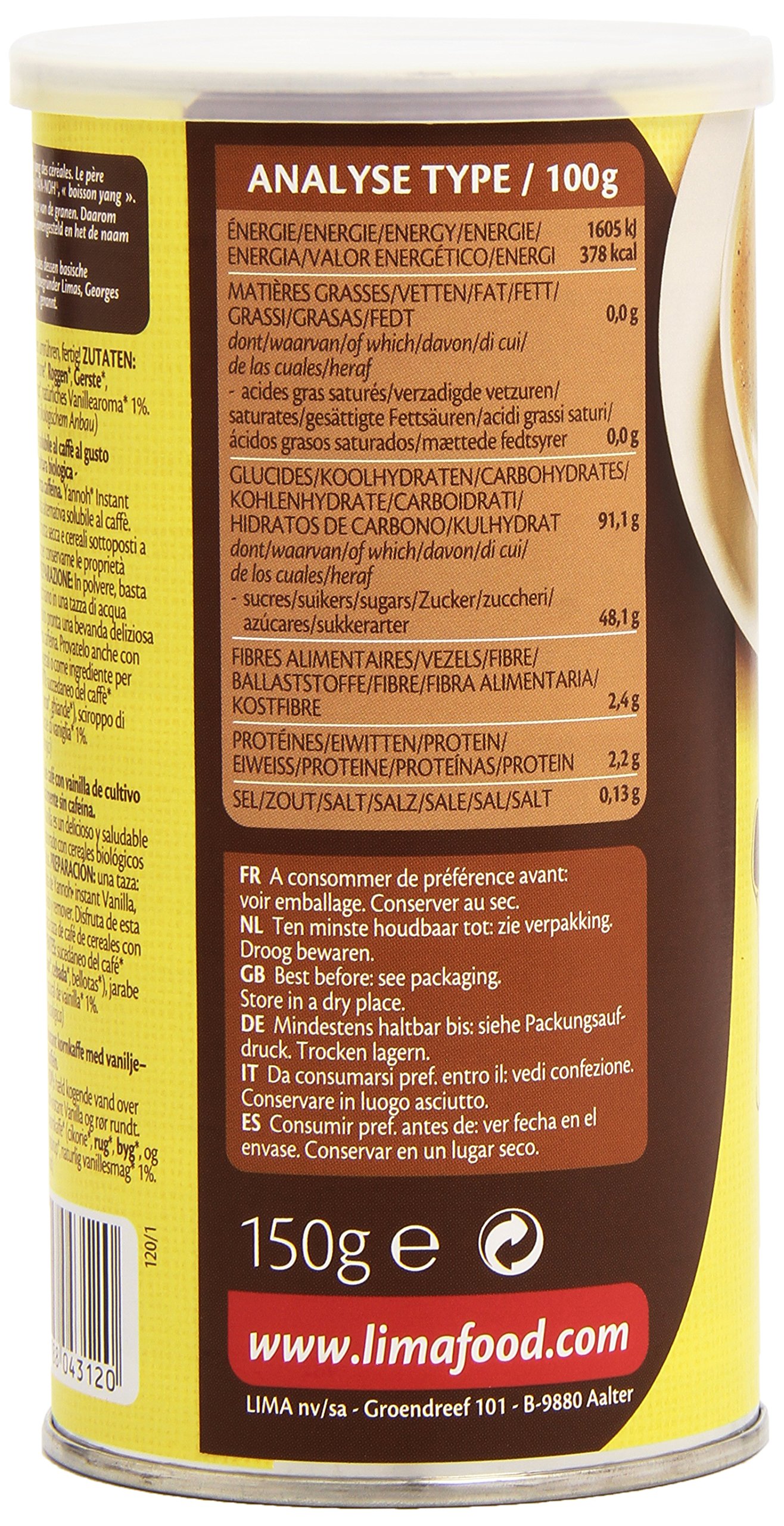 Lima Bio Yannoh Vanille Instant 150 g - Lot de 2
