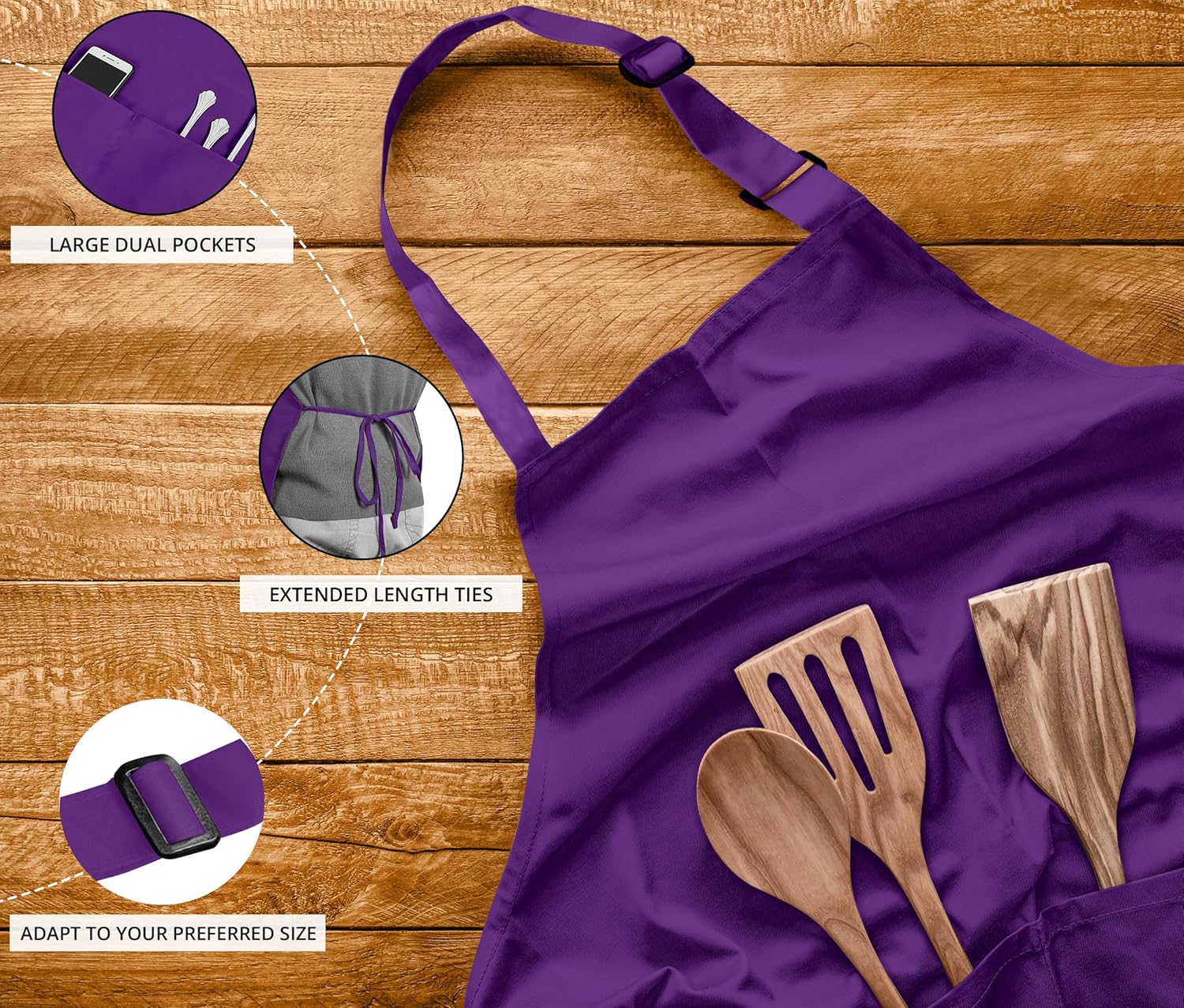 Utopia Kitchen 10 Pack Bib Apron Adjustable with 2 Pockets, Water and Oil Resistant, Cooking Kitchen Chef Apron for Women Men