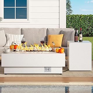 IRONCK 43-inch Outdoor Propane Fire Pit Table w Tank Table, CSA Certifie...