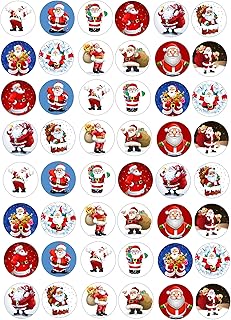 48 edible Christmas Santa children\'s kids party christmas eve box decorations Style for Fairy or Cupcake Cake Toppers on Wafer/Rice Paper