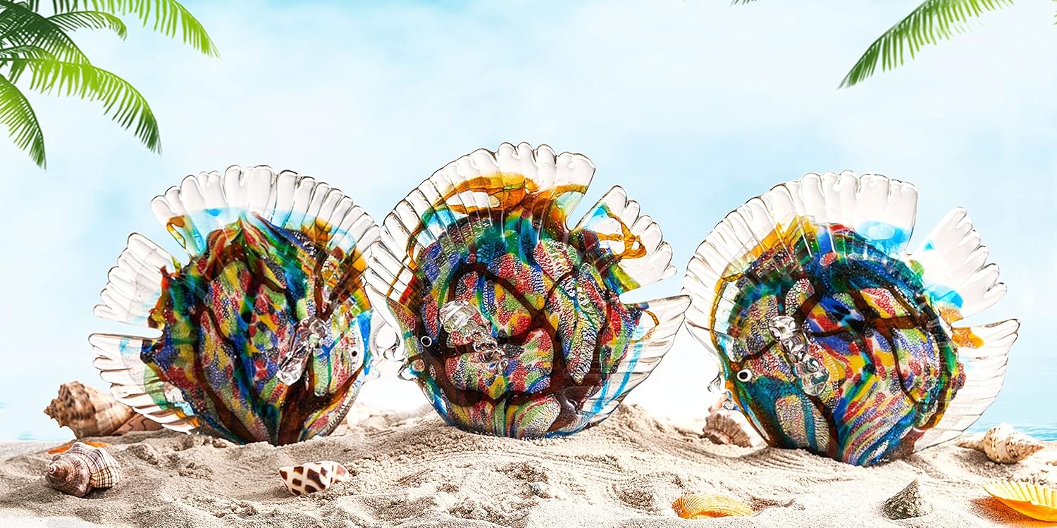 EUSTUMA Hand Blown Glass Tropical Fish Figurines Ornament,Sea Animal Sculpture for Fish Tank Aquarium,Sea Animals Collection for Birthday Gift,Glass Sculpture - Image 5