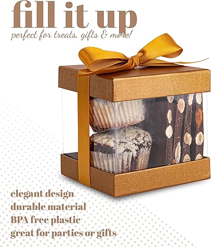 Miniatura 6 de Cajas de regalo de plástico transparente con tapa, base y cinta.