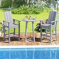 Vista 8 de Giantex Silla Adirondack de 52 pulgadas de alto, taburete de bar de polietileno de alta densidad para exteriores con respaldo ergonómico