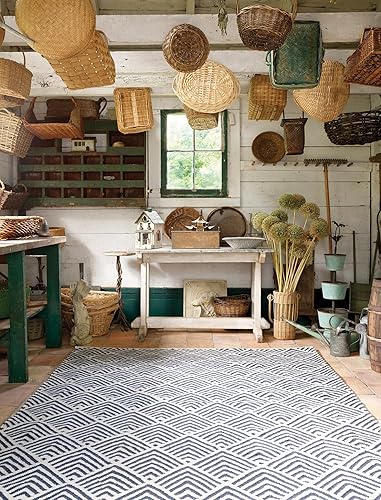 Miniatura 2 de Dash and Albert Cleo - Alfombra de área para interiores y exteriores, 8 x 10 pies, color azul marino, alfombra geométrica lavable tejida a mano,