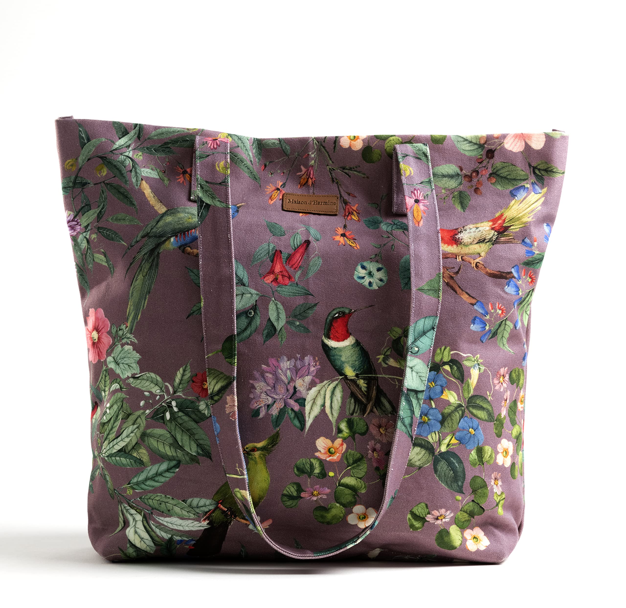 Maison d' Hermine Canvas Tote Bag for Women Cotton Canvas Reusable Shoulder Grocery Bags Handle Travel Valentines Day Gifts