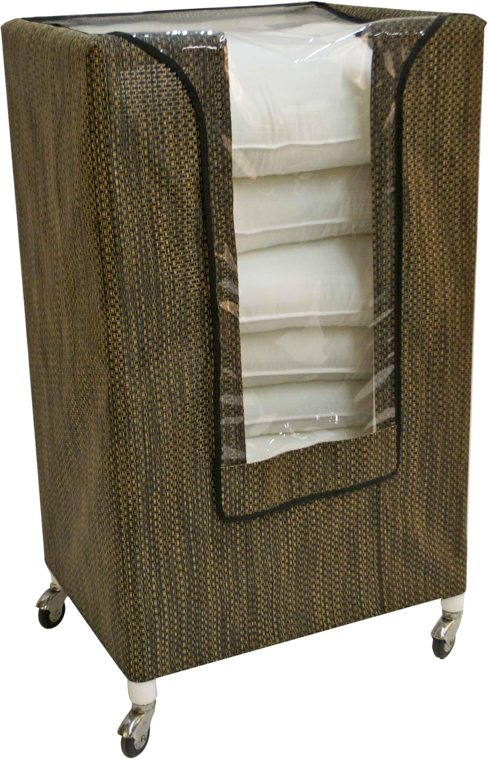 CENTiCARE PC-4000-DW Mobile Covered Storage Cart with Clear Vinyl front Flap, Driftwood Color