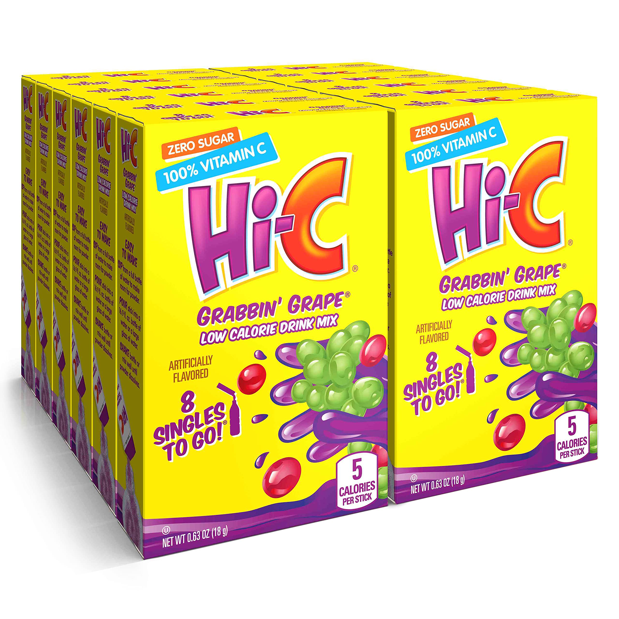 Hi-C Sugar Free Drink Mix, Grabbin’ Grape, 8 CT