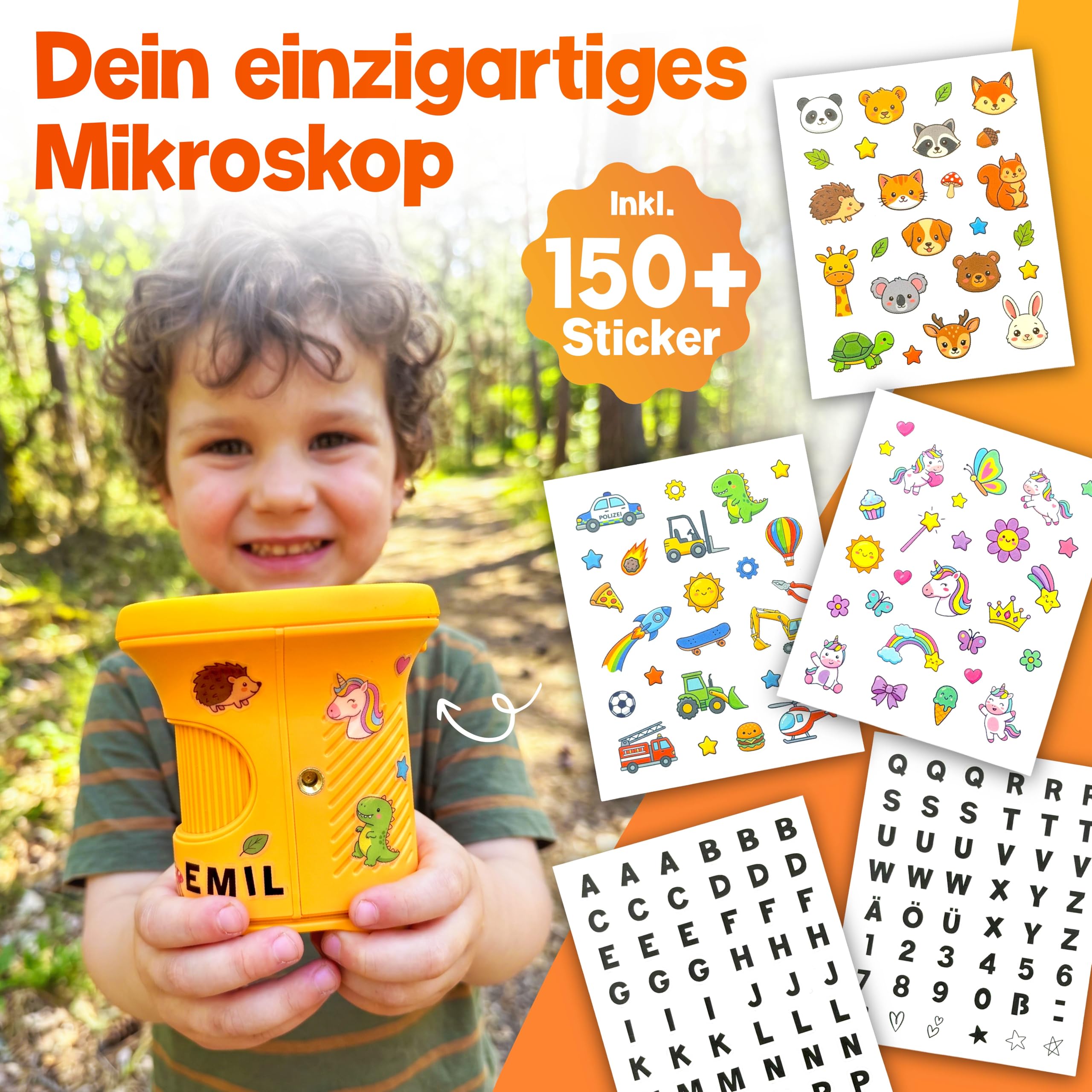 Mutkind® Digitales Mikroskop für Kinder [1000X Vergrößerung & Fotofunktion] - Tragbares Taschenmikroskop für Garten, Wald & Experimente - Kinder Mikroskop Spielzeug [HD-Bildschirm & 150+ Stickern]
