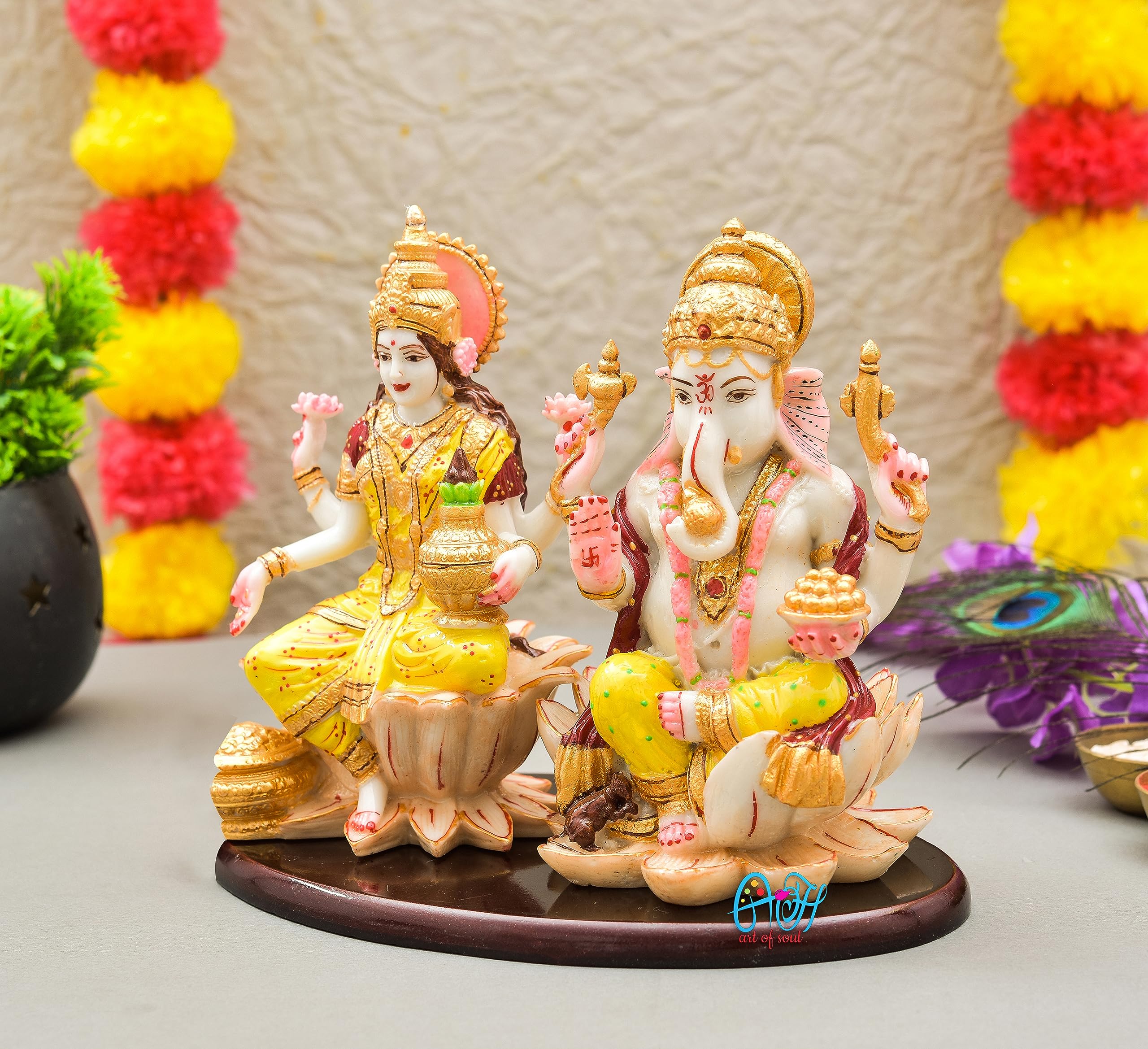 Archna Handicraft Polyresin Ganesh Ji Laxmi Ji Idol Murti for Pooja Room Laxmi Ganesh Murti for Home Temple Pooja Room Decoration Figurine Sculpture (Size :: 7 x 9 Inch) - Image 4 thumbnail