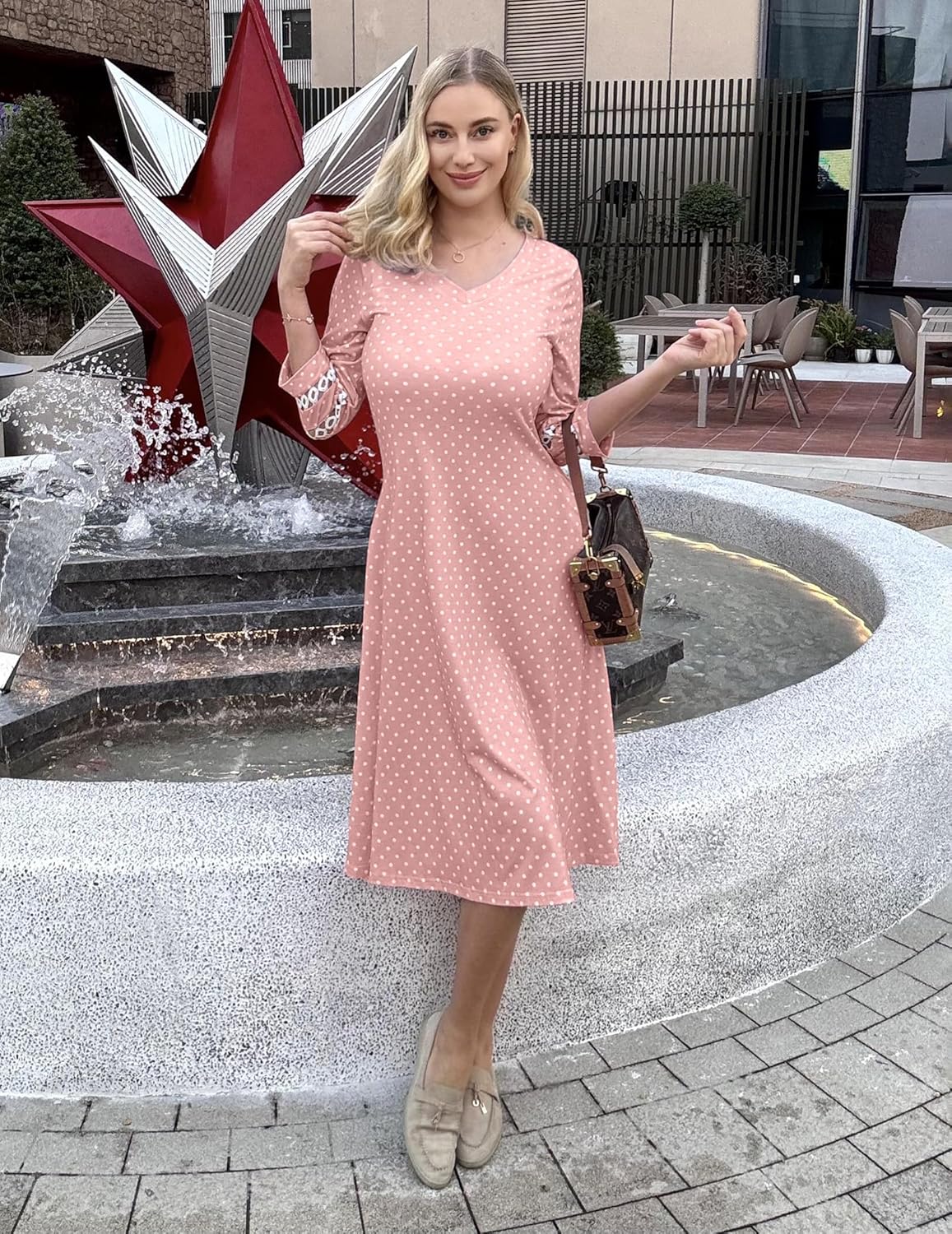 Zeagoo Women Casual Dress 3/4 Sleeve Casual Loose Midi Dress - Image 3