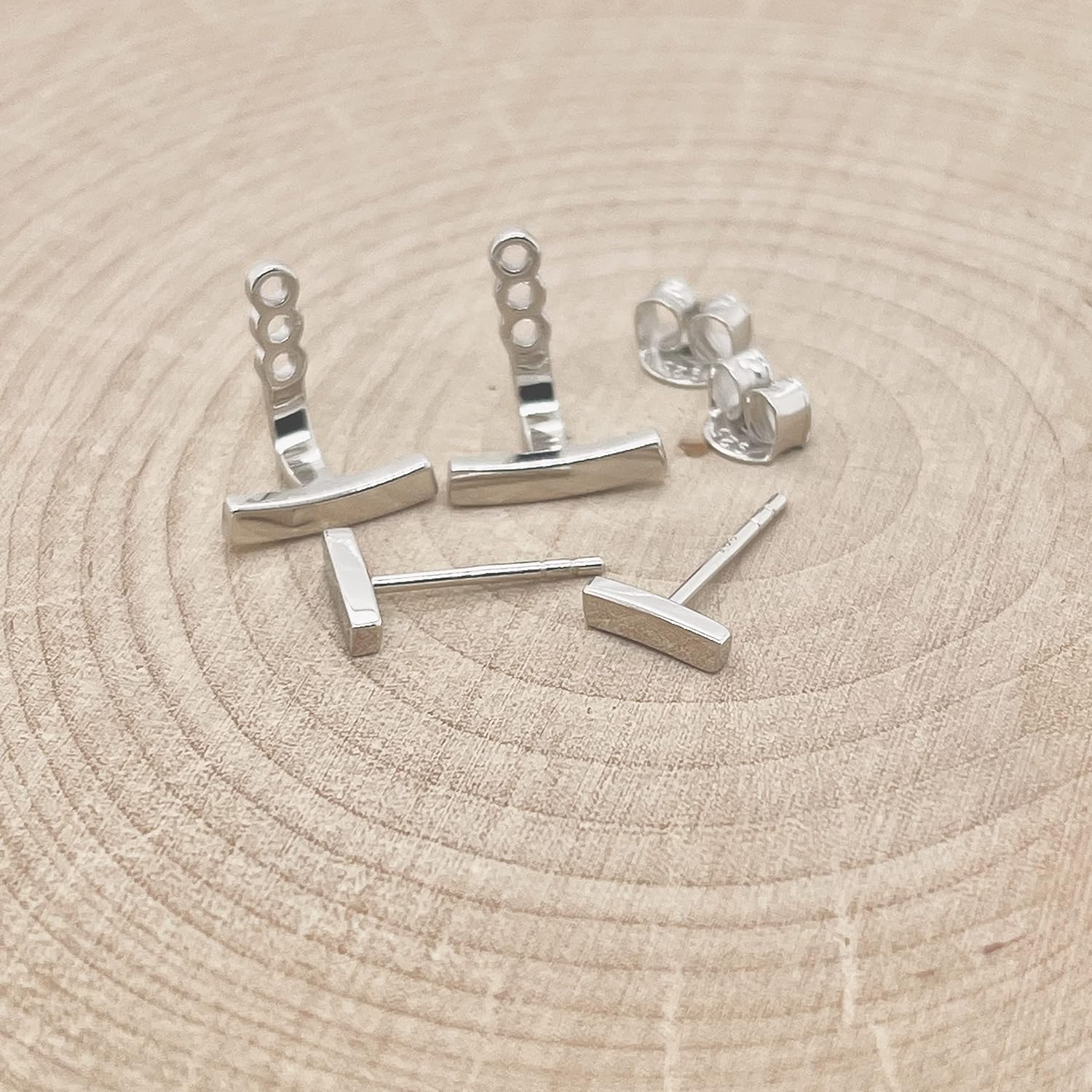 Double Bar Ear Jacket in Sterling Silver 925 with Rose Gold Finish