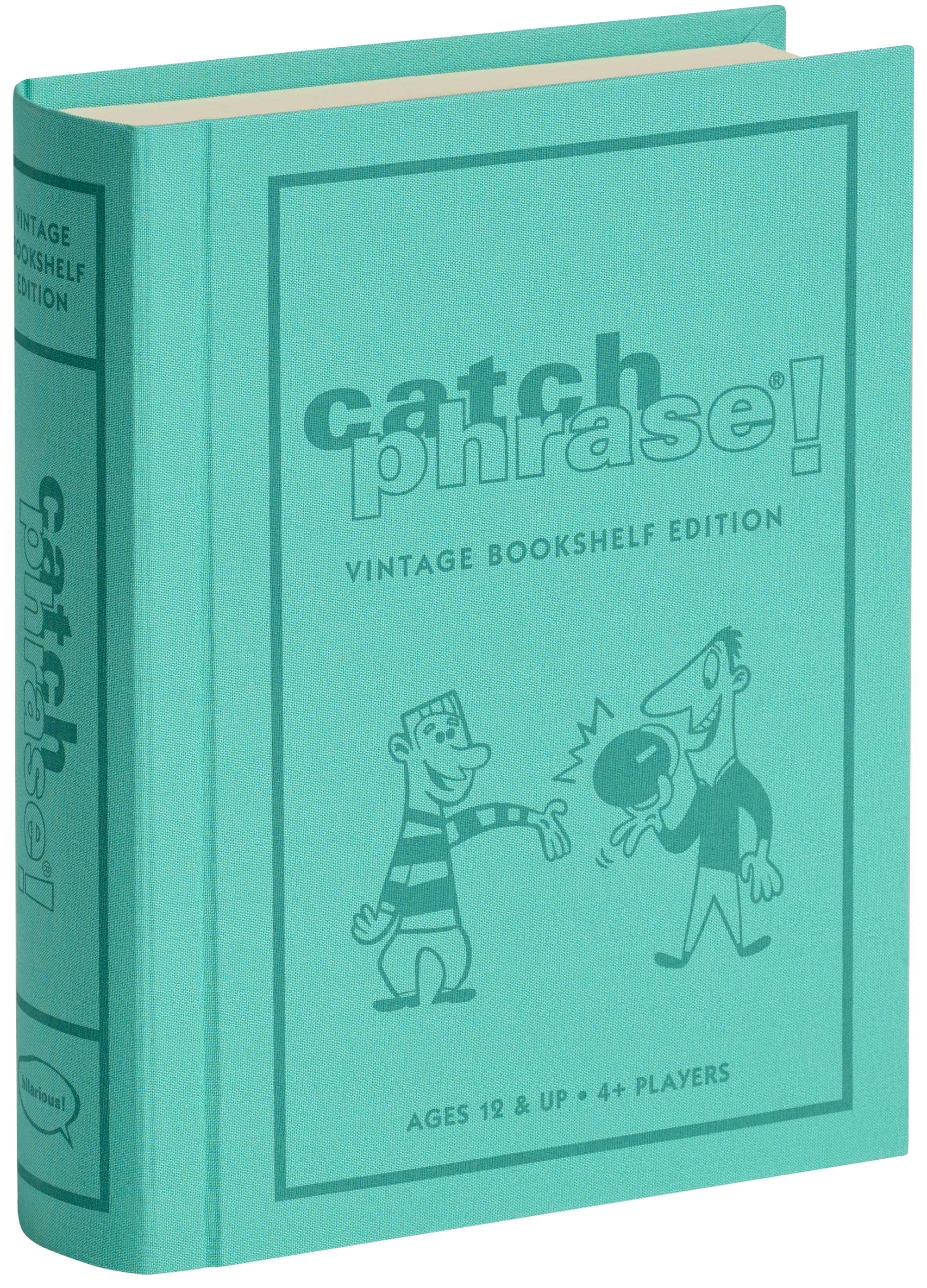 WS Game Company Catch Phrase Game Vintage Bookshelf Edition in Linen-Wrapped Book Case - Electronic Timer & 16 Double-Sided Disks Featuring 2,300+ Words, Classic Party Games, Ages 12 and Up