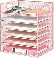 Vista 108 de 5 Tray Paper Organizer Letter Tray with Handle - Mesh Desk File Organizer, Paper Sorter Organizer for Office, Home or School File Folder Holder