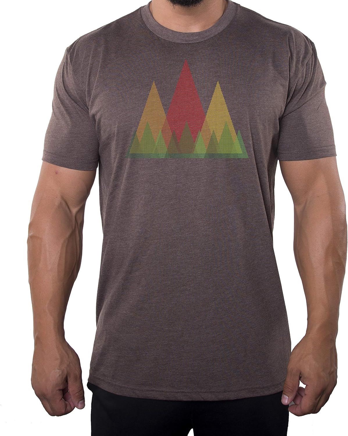 Triangle Tree line with Mountains, Men's Graphic T-Shirts, Outdoor Shirts