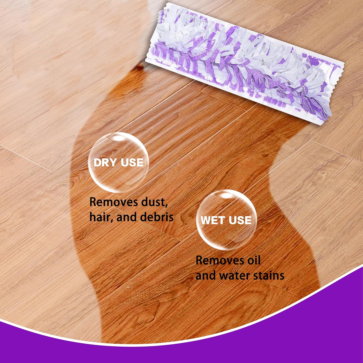 Disposable Mopping Pad Refills for PowerMop Multi-Surface Mop and PowerMop Wood Mop, Spray Clean Pads Replacement (Purple -20)