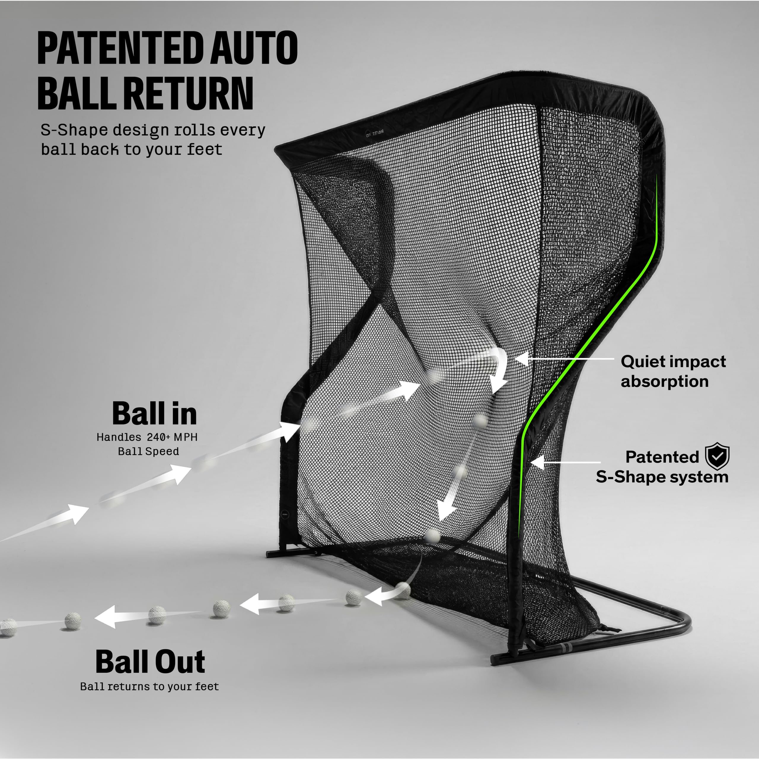 Net Return Pro Series Golf Training Net, 8'x7'6", automatische Ballrückführung, tragbar, Innen- und Außenbereich, Simulator, langlebiges Aluminium