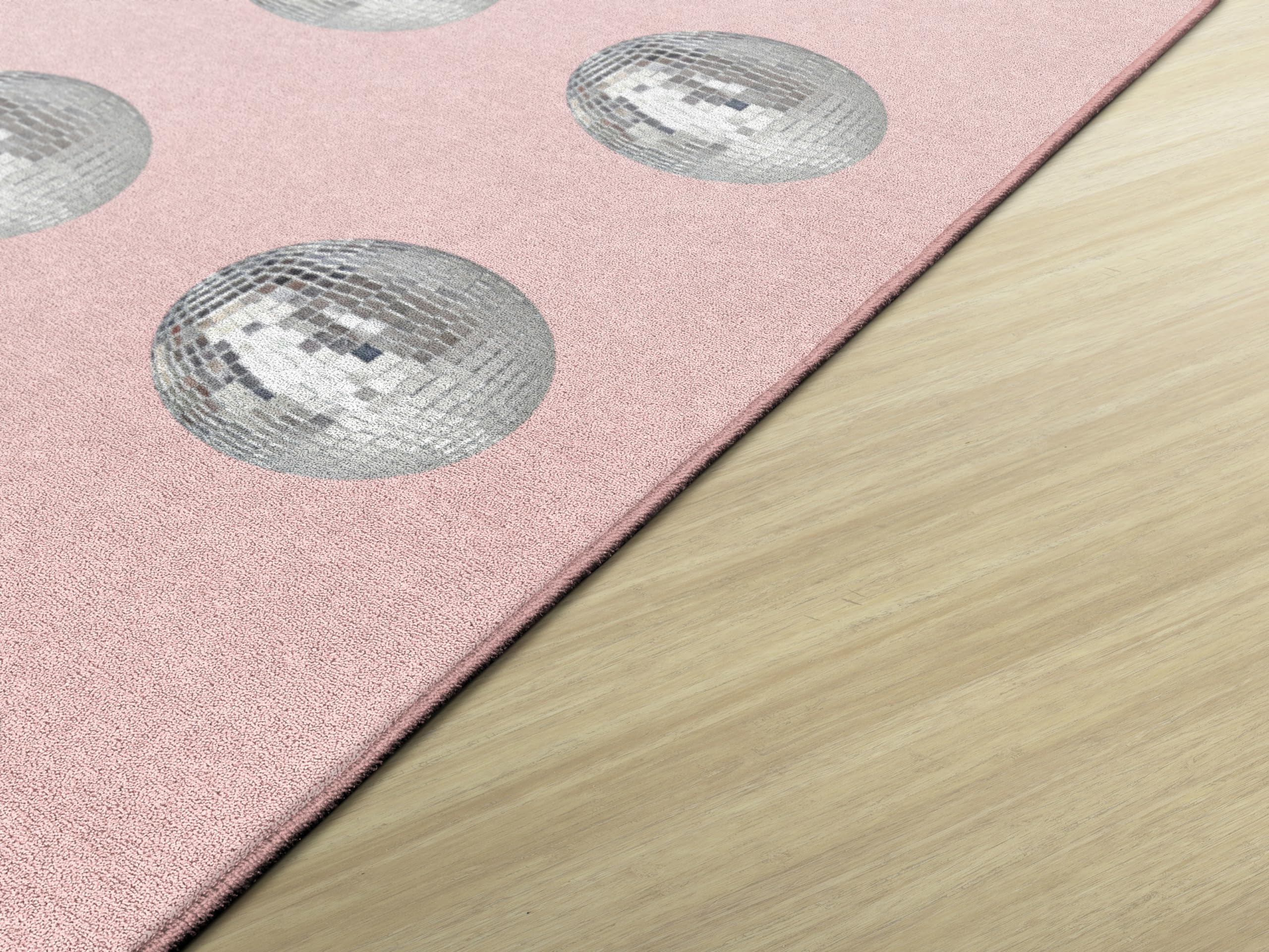 Flagship Carpets Schoolgirl Style Blush Disco Ball Criss-Cross Applesauce Educational Area Rug for Kids Room, Children's Classroom, Play Carpet for Teaching and Playroom, 5' x 7'6