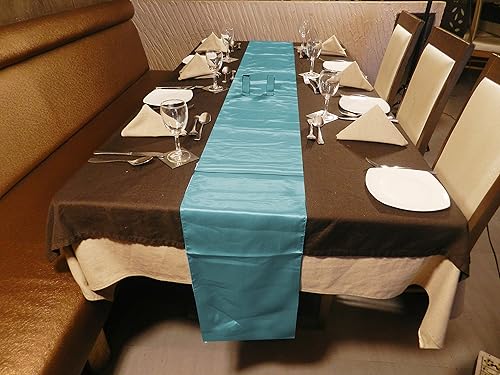 Miniatura 2 de Elina Home - Camino de mesa satinado de 12 x 108 pulgadas, azul cielo (paquete de 10)